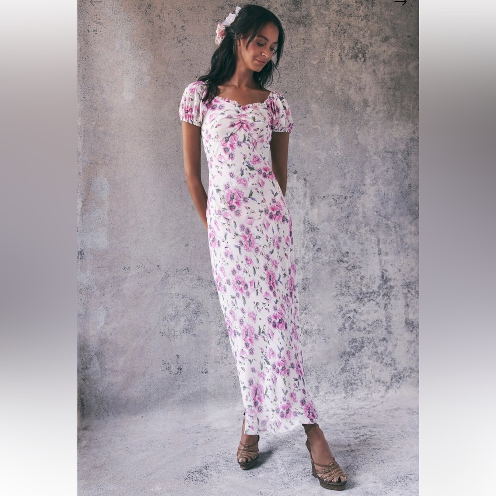 NWT LoveShackFancy Maxi Floral Silk Dress Size M